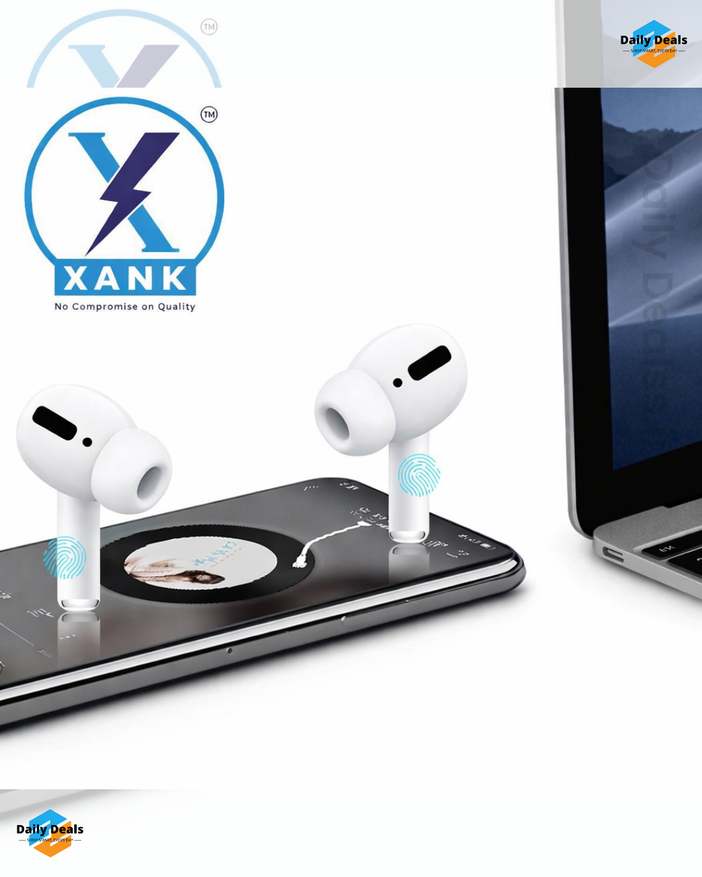 XANK Air-pods Pro with Wireless Charging Case with Sensor Enabled Bluetooth Headset (White, True Wireless)