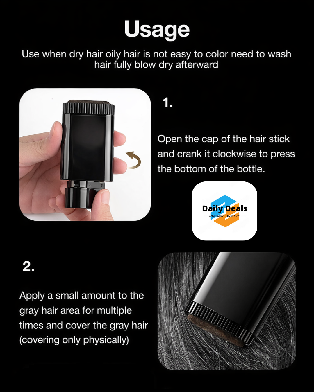 Covering White Hair is Simple and Convenient 20gm - Black