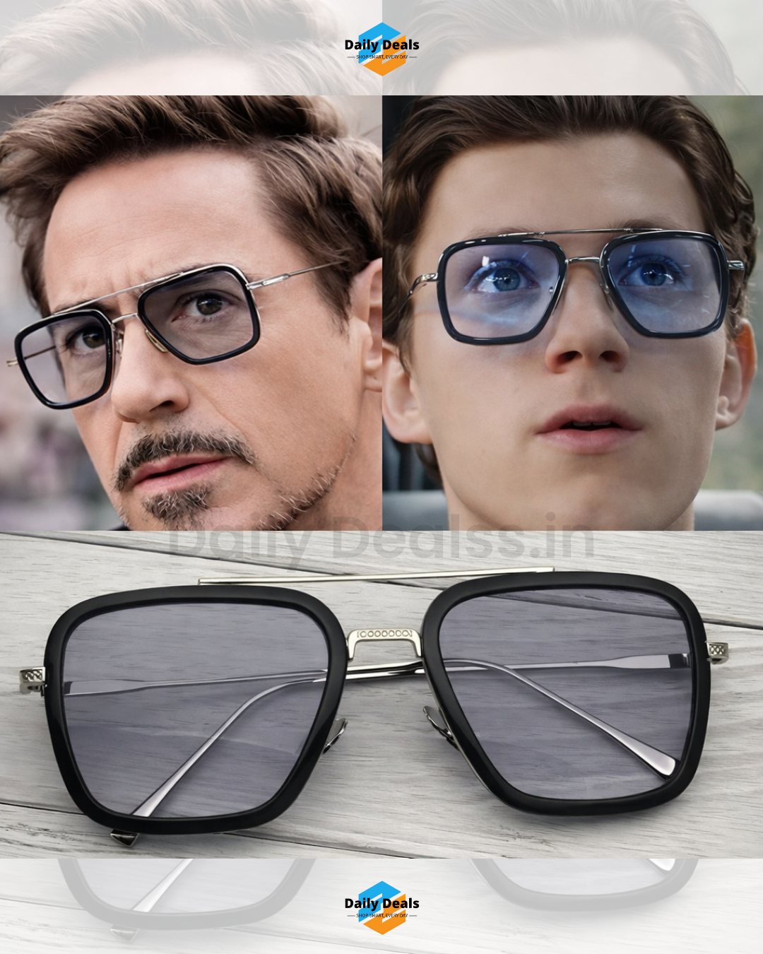 Ironman Blue Silver Retro Square Sunglass