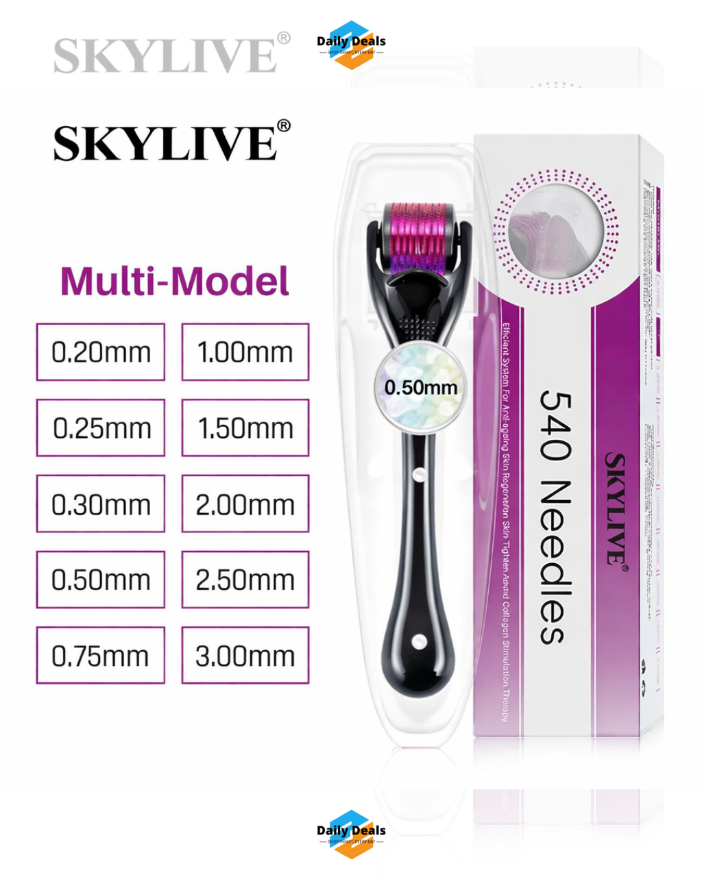 Derma Roller With 0.5 MM Titanium Microneedles  (Pack of 1 )