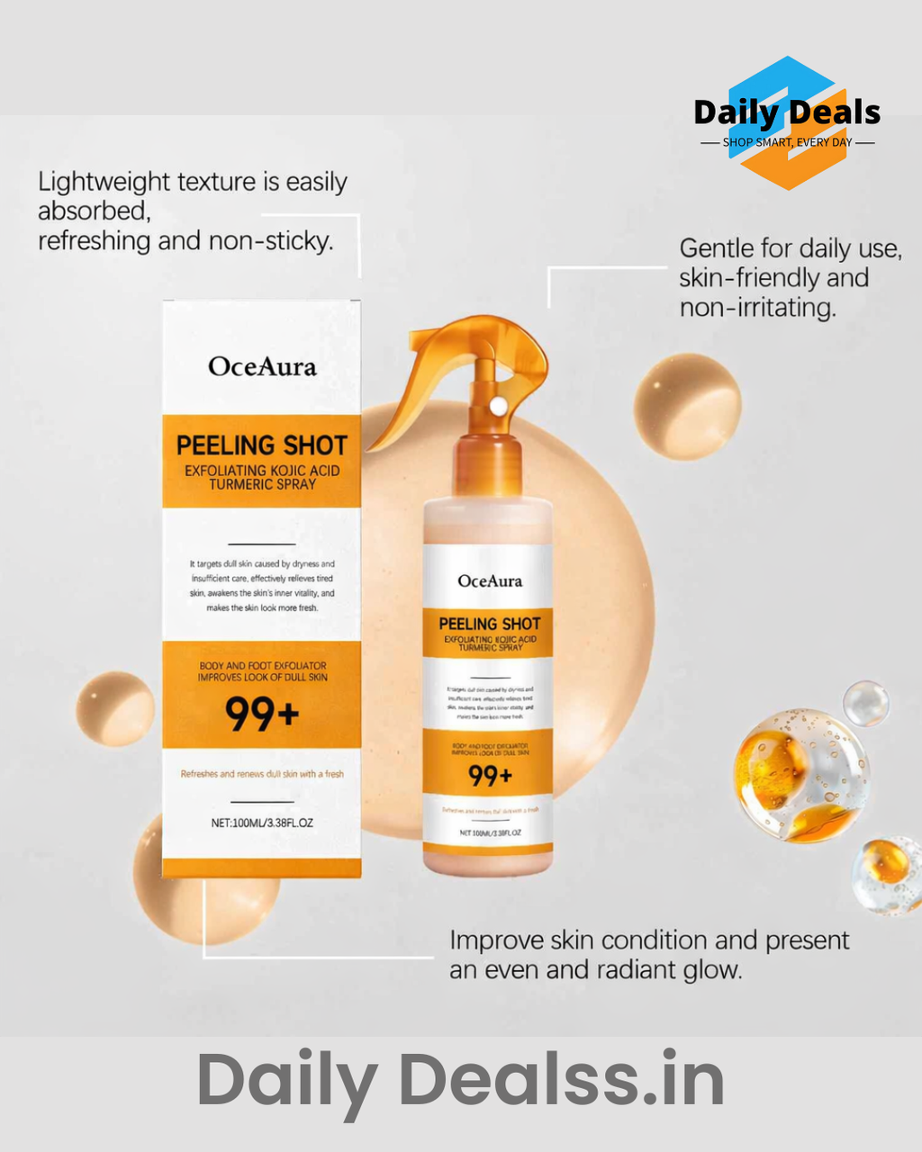 Exfoliating Kojic Acid Turmeric Spray 400ml (Pack of 2)