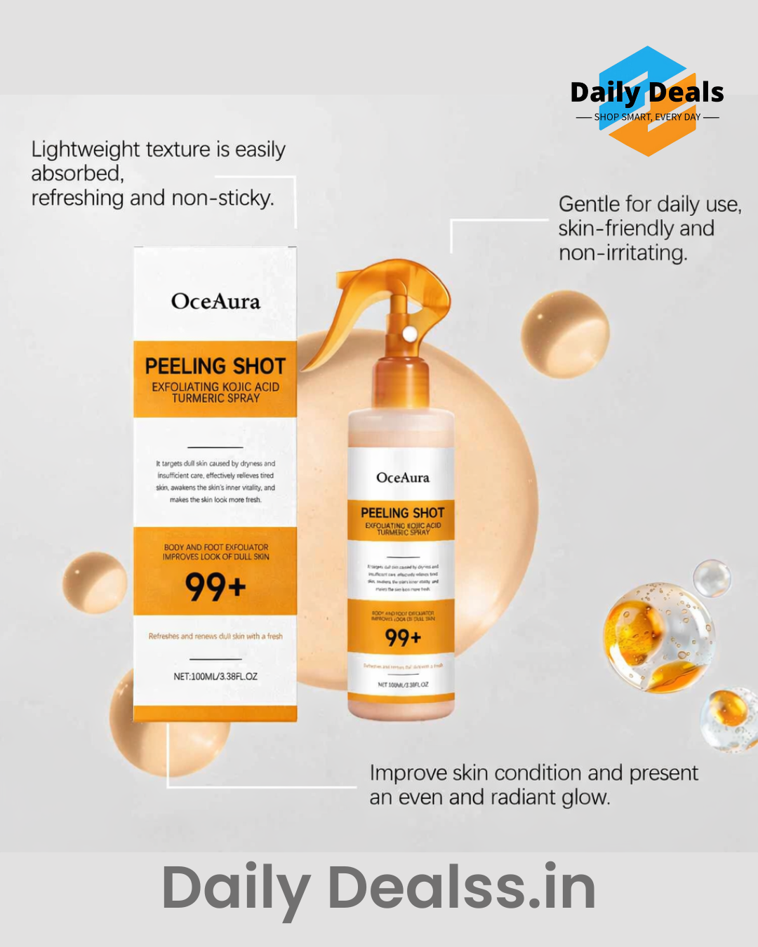 Exfoliating Kojic Acid Turmeric Spray 400ml (Pack of 2)