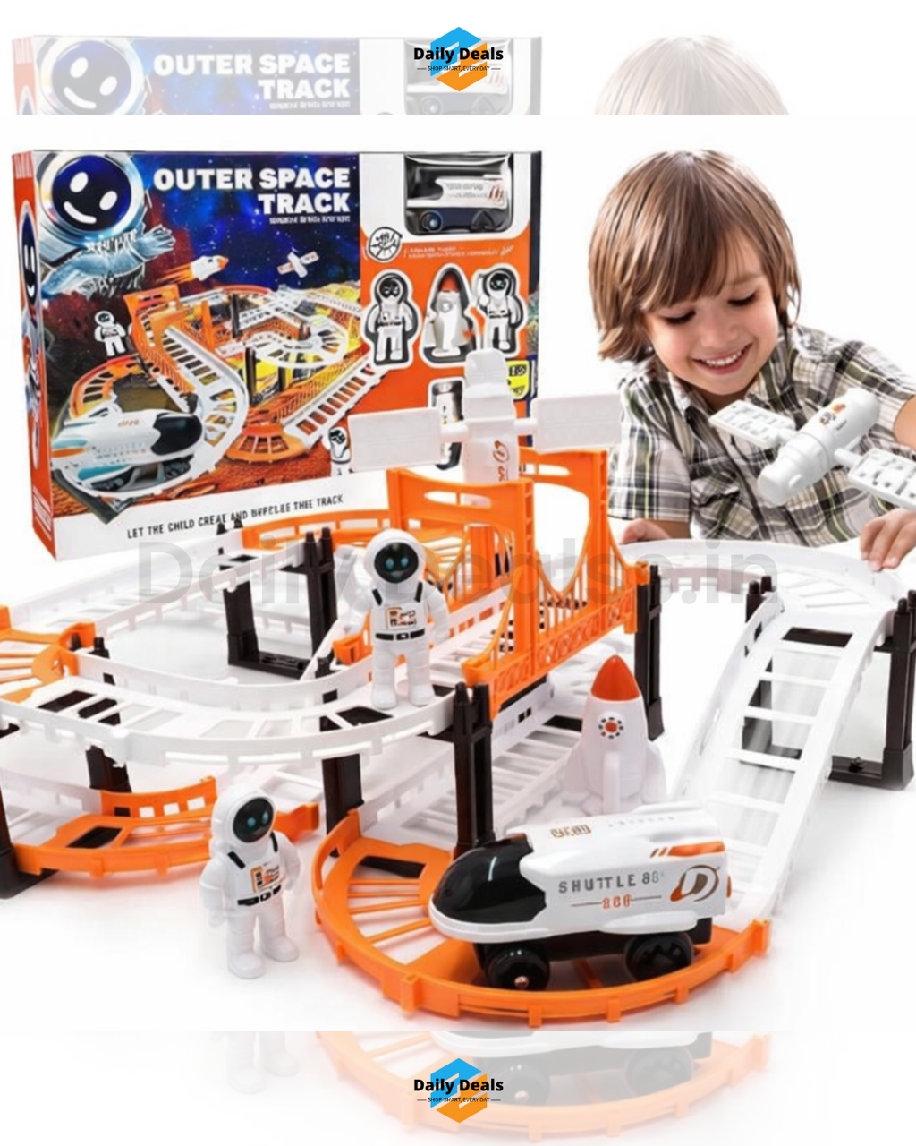 Astronaut Spaceship Track Set - Outer Space Toy Set for Kids