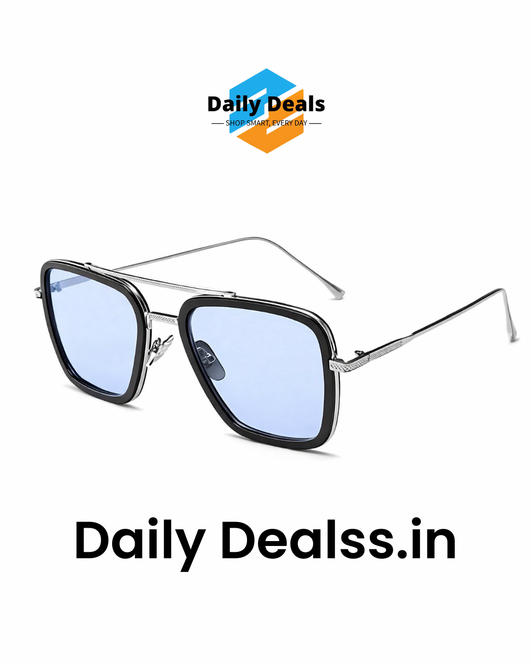 Ironman Blue Silver Retro Square Sunglass