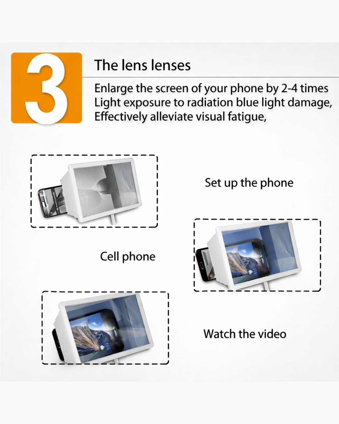 F2 3D Screen Amplifier Magnifying Glass Screen for All Smartphones