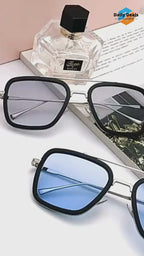 Ironman Blue Silver Retro Square Sunglass